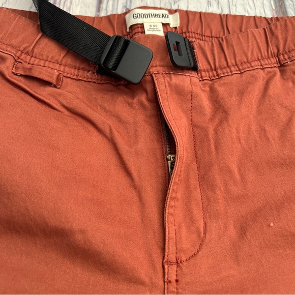 Goodthreads mens slim-fit belted elastic waist woven tobacco brown Size (S34) - Picture 14 of 16